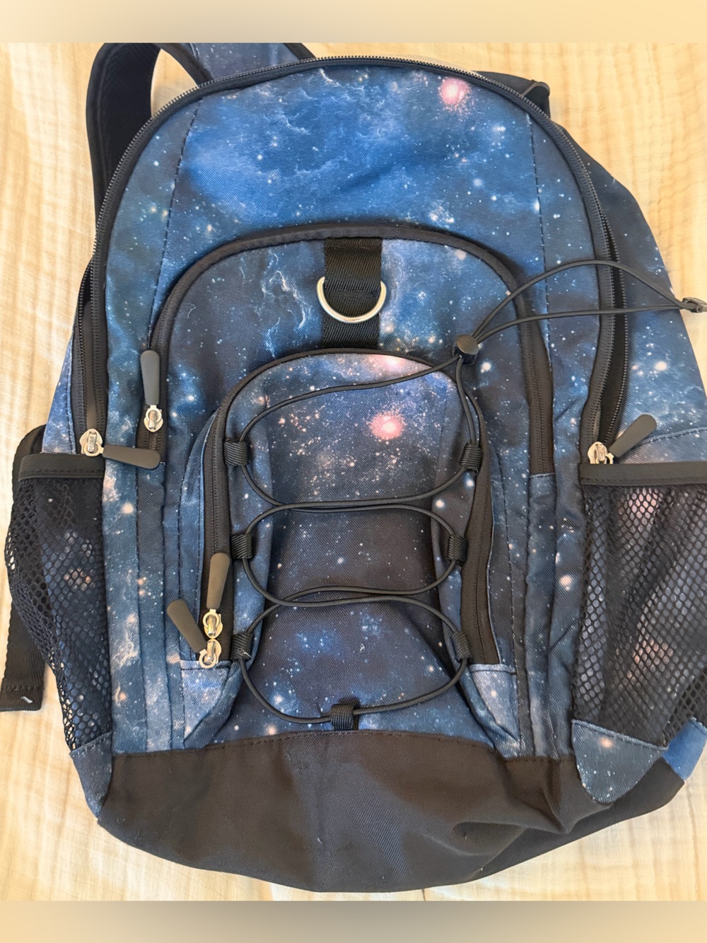 Pottery Barn Teen Galaxy Print Backpack with Bungee Cord Detailing - Blue